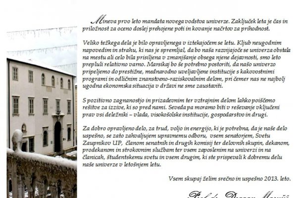 Voščilo rektorja Univerze na Primorskem